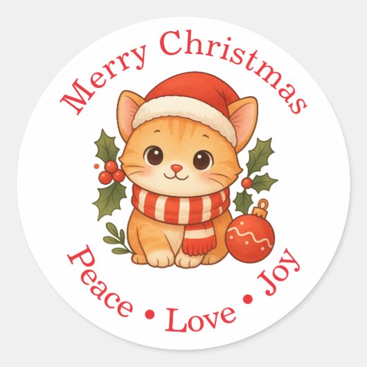 Autocollant de chat de Noël mignon (Devant)