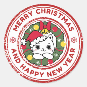 Autocollant de chat de Noël mignon