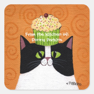 Autocollant de chat de petit gâteau