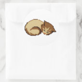 Autocollant de chat en pixels mignon endormi (Sac)