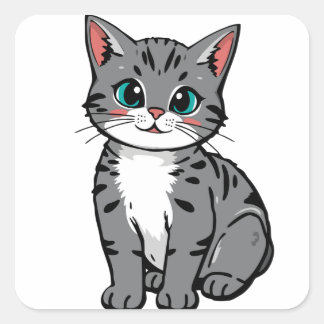 Autocollant de chat gris mignon - Kit de dessin an