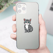 Autocollant de chat gris mignon - Kit de dessin an (Téléphone)