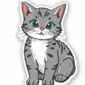 Autocollant de chat gris mignon - Kit de dessin an (Recto)