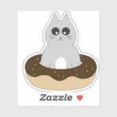 Autocollant de chat mignon ; Chaton coincé dans un (Feuille)