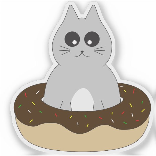 Autocollant de chat mignon ; Chaton coincé dans un (Devant)