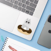 Autocollant de chat mignon ; Chaton coincé dans un (Ordinateur portable avec iPhone)