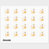Autocollant de chat mignon orange et blanc  (Feuille)