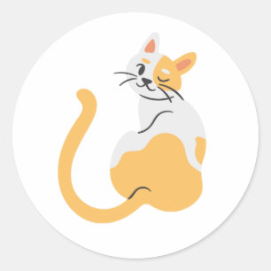 Autocollant de chat mignon orange et blanc