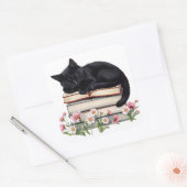 Autocollant de chat noir confortablement endormi s (Enveloppe)