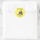 Autocollant de chat, nom personnalisé, "Jouons". (Sac)
