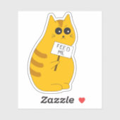 Autocollant de chaton mignon ; Chat affamé (Feuille)