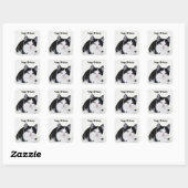Autocollant de chaton pensif noir et blanc (Feuille)