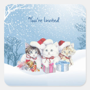 Autocollant de chatons de Père Noël de Noël