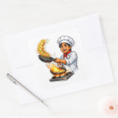 Autocollant de chef cuisinant du riz frit (Enveloppe)
