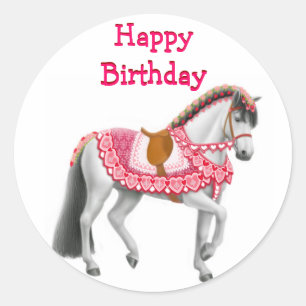 Autocollant de cheval de défilé de rose de joyeu