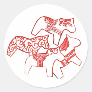 Autocollant de cheval rouge et blanc