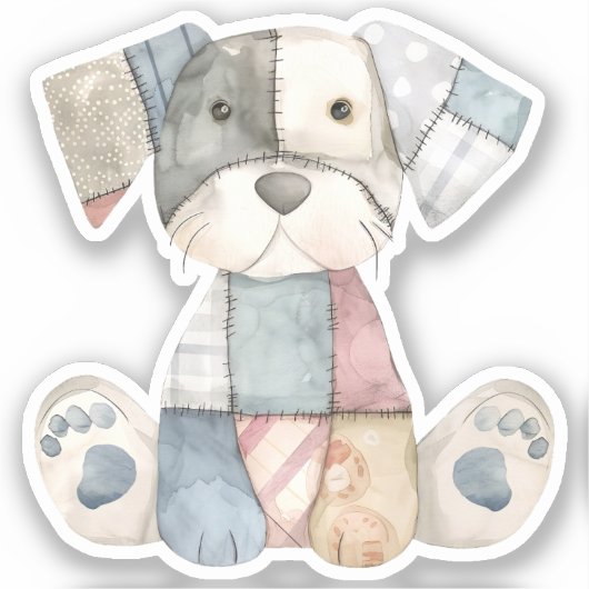 Autocollant de chien à patchwork (Recto)