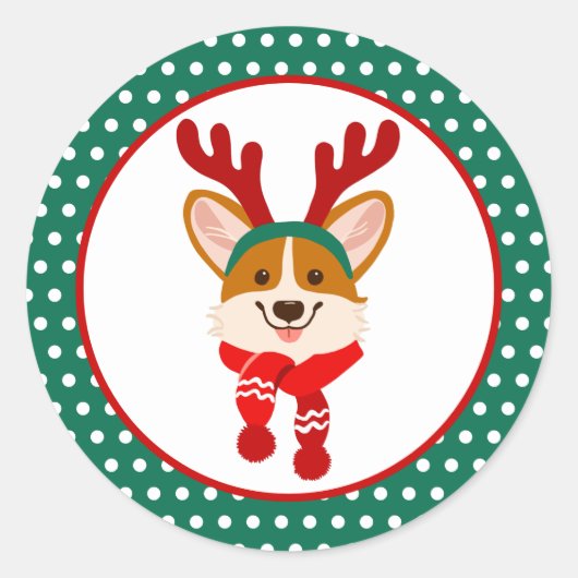 Autocollant de chien Corgi Joyeux Noël (Devant)