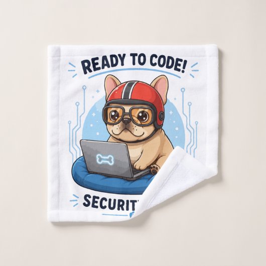 Autocollant de chien de cybersécurité codeur franç (Gant de toilette)