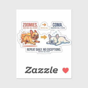Autocollant de chien drôle Coma Répéter Zoomies Fr