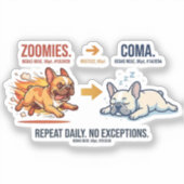 Autocollant de chien drôle Coma Répéter Zoomies Fr (Recto)