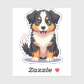 Autocollant de chiot Aussie Shepherd Kawaii souria (Feuille)