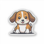 Autocollant de chiot Beagle Kawaii Adorable (Devant)