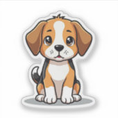 Autocollant de chiot Beagle Kawaii – Pose endormie (Devant)