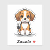 Autocollant de chiot Beagle Kawaii – Pose endormie (Feuille)