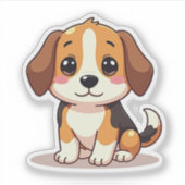 Autocollant de chiot Beagle mignon – Grands yeux (Devant)