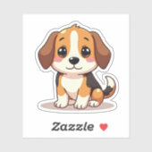 Autocollant de chiot Beagle mignon – Grands yeux (Feuille)