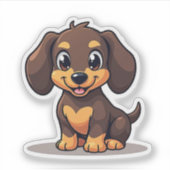 Autocollant de chiot teckel Kawaii adorable (Devant)