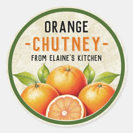 Autocollant de chutney orange maison - style vinta (Devant)