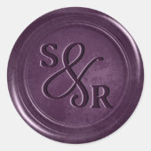 Autocollant de cire de prune violette avec initial (Devant)