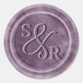 Autocollant de cire de prune violette avec initial (Devant)