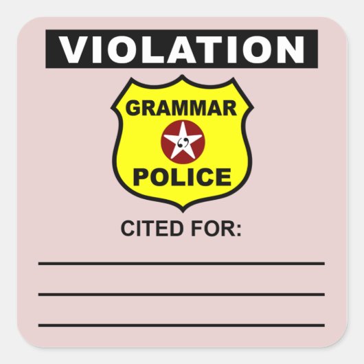 Autocollant de citation de police de grammaire (Devant)