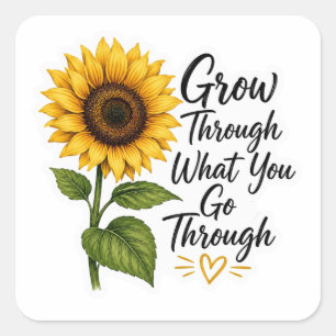 Autocollant de citation de tournesol qui grandit