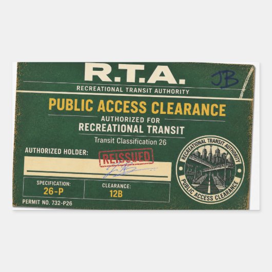 Autocollant de clearance d'accès public réédité R. (Devant)