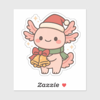 Autocollant de cloches de Noël de l'axolotl mignon