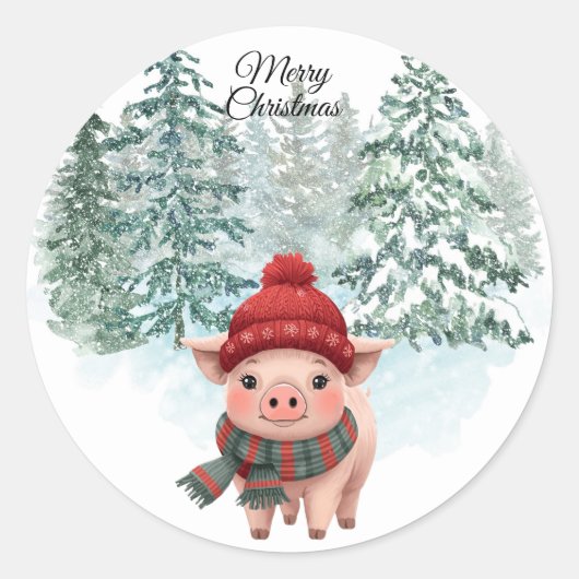 Autocollant de cochon de Noël (Devant)