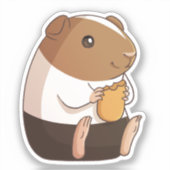 Autocollant de Cochon d'Inde Mignon Grignotant une (Recto)