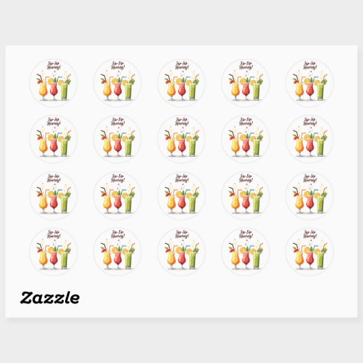 Autocollant de cocktail d'été Sip Sip Hourra (Feuille)