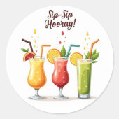 Autocollant de cocktail d'été Sip Sip Hourra (Devant)