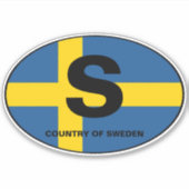 Autocollant de code de pays ovale du drapeau suédo (Devant)