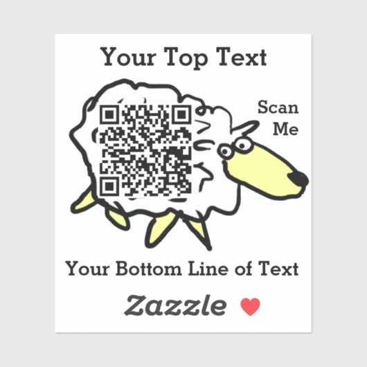 Autocollant de code QR de mouton amusant (Feuille)