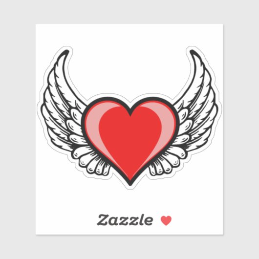 Autocollant de coeur ailé (Feuille)