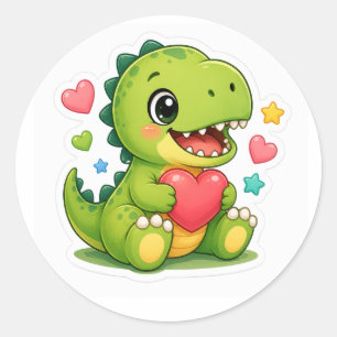 Autocollant de coeur de bébé dinosaure mignon