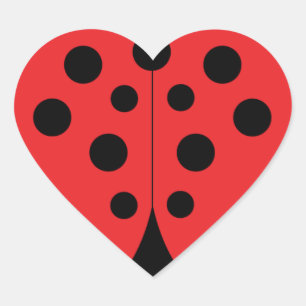 Autocollant de coeur de coccinelle d'amour