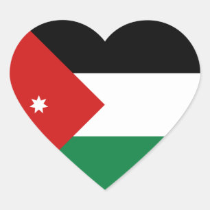 Autocollant de coeur de drapeau de la Jordanie