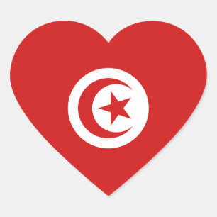 Autocollant de coeur de drapeau de la Tunisie